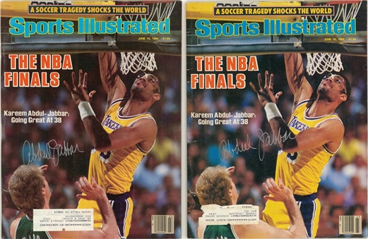 Lot of (2) Kareem Abdul-Jabbar Signed 1985 Sports Illustrated Magazines Dated 6/10/1985 - The NBA Finals (Abdul-Jabbar LOA)